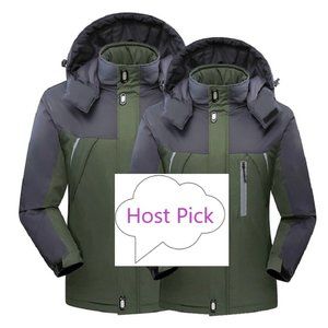 Ski Jacket Waterproof Windproof Snow Jacket Hooded Mens Womens Gray & Green